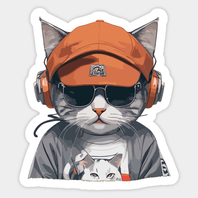 Cool Cat Face Sticker by ReaBelle